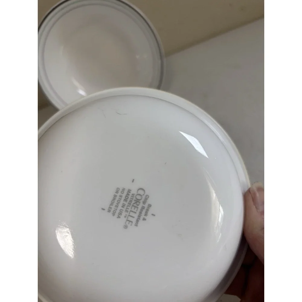 Corelle Cereal Soup  Bowls Black Rim Blue & Purple Stripes 6.25